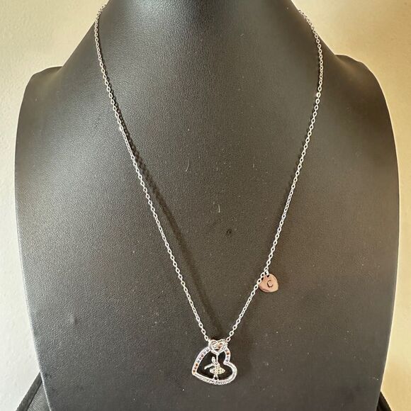 NIB Joycuff "Just dance" silver tone and rhinestone heart with dancer necklace! - Picture 8 of 9